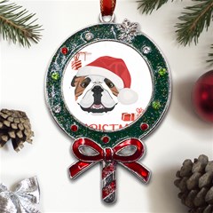 English Bulldog T- Shirt English Bulldog Merry Christmas T- Shirt (4) Metal X mas Lollipop With Crystal Ornament by ZUXUMI