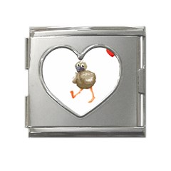 Ostrich T-shirtsteal Your Heart Ostrich 36 T-shirt Mega Link Heart Italian Charm (18mm) by EnriqueJohnson