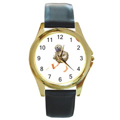 Ostrich T-shirtsteal Your Heart Ostrich 36 T-shirt Round Gold Metal Watch by EnriqueJohnson