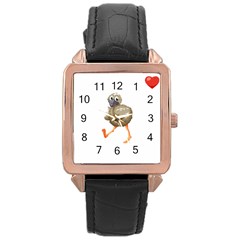 Ostrich T-shirtsteal Your Heart Ostrich 36 T-shirt Rose Gold Leather Watch  by EnriqueJohnson