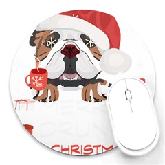 English Bulldog T- Shirt English Bulldog Merry Christmas T- Shirt (8) Round Mousepad by ZUXUMI