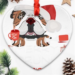 English Bulldog T- Shirt English Bulldog Merry Christmas T- Shirt (8) Ornament (heart) by ZUXUMI