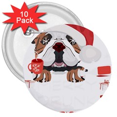 English Bulldog T- Shirt English Bulldog Merry Christmas T- Shirt (8) 3  Buttons (10 Pack)  by ZUXUMI