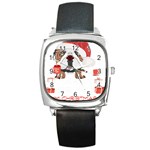 English Bulldog T- Shirt English Bulldog Merry Christmas T- Shirt (8) Square Metal Watch Front