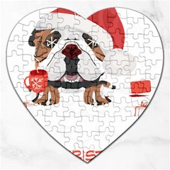 English Bulldog T- Shirt English Bulldog Merry Christmas T- Shirt (8) Jigsaw Puzzle (heart) by ZUXUMI