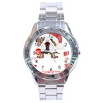 English Bulldog T- Shirt English Bulldog Merry Christmas T- Shirt (8) Stainless Steel Analogue Watch Front