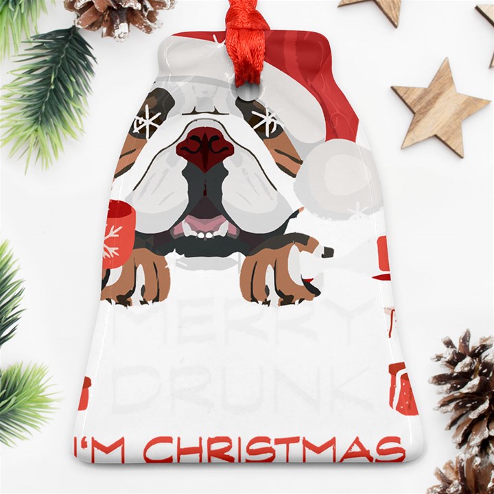 English Bulldog T- Shirt English Bulldog Merry Christmas T- Shirt (8) Bell Ornament (Two Sides)