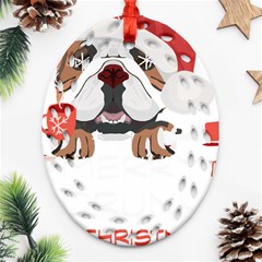 English Bulldog T- Shirt English Bulldog Merry Christmas T- Shirt (8) Ornament (oval Filigree) by ZUXUMI