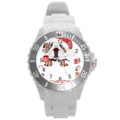 English Bulldog T- Shirt English Bulldog Merry Christmas T- Shirt (8) Round Plastic Sport Watch (l) by ZUXUMI