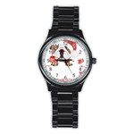 English Bulldog T- Shirt English Bulldog Merry Christmas T- Shirt (8) Stainless Steel Round Watch Front