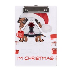 English Bulldog T- Shirt English Bulldog Merry Christmas T- Shirt (8) A5 Acrylic Clipboard by ZUXUMI