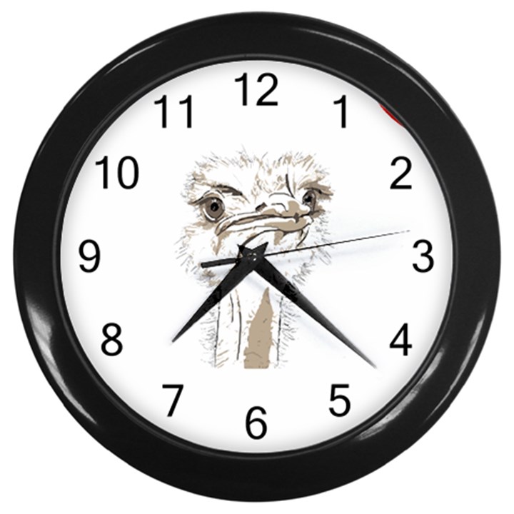 Ostrich T-shirtsteal Your Heart Ostrich 44 T-shirt Wall Clock (Black)