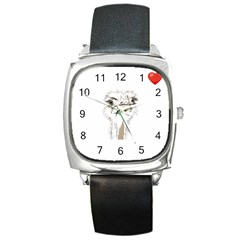 Ostrich T-shirtsteal Your Heart Ostrich 44 T-shirt Square Metal Watch by EnriqueJohnson