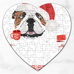 English Bulldog T- Shirt English Bulldog Merry Christmas T- Shirt Jigsaw Puzzle (heart) by ZUXUMI