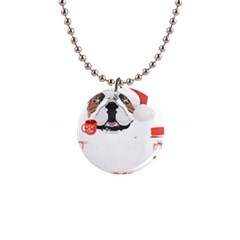 English Bulldog T- Shirt English Bulldog Merry Christmas T- Shirt 1  Button Necklace by ZUXUMI