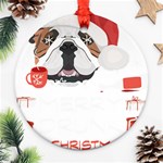 English Bulldog T- Shirt English Bulldog Merry Christmas T- Shirt Round Ornament (Two Sides) Front