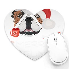 English Bulldog T- Shirt English Bulldog Merry Christmas T- Shirt Heart Mousepad by ZUXUMI