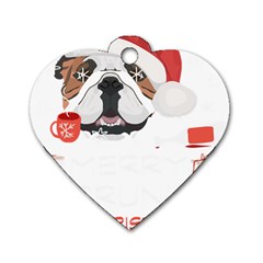 English Bulldog T- Shirt English Bulldog Merry Christmas T- Shirt Dog Tag Heart (one Side) by ZUXUMI