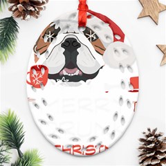 English Bulldog T- Shirt English Bulldog Merry Christmas T- Shirt Ornament (oval Filigree) by ZUXUMI