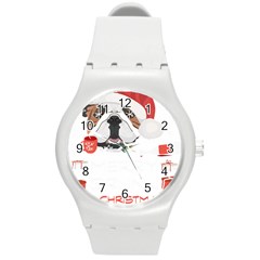 English Bulldog T- Shirt English Bulldog Merry Christmas T- Shirt Round Plastic Sport Watch (m) by ZUXUMI