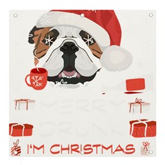 English Bulldog T- Shirt English Bulldog Merry Christmas T- Shirt Banner And Sign 4  X 4  by ZUXUMI