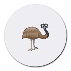 Ostrich T-shirtwhite Look Calm Ostrich 23 T-shirt (1) Round Mousepad by EnriqueJohnson