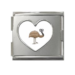 Ostrich T-shirtwhite Look Calm Ostrich 23 T-shirt (1) Mega Link Heart Italian Charm (18mm) by EnriqueJohnson