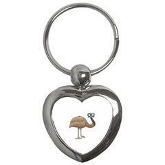 Ostrich T-shirtwhite Look Calm Ostrich 23 T-shirt (1) Key Chain (heart) by EnriqueJohnson