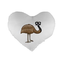 Ostrich T-shirtwhite Look Calm Ostrich 23 T-shirt (1) Standard 16  Premium Heart Shape Cushions by EnriqueJohnson