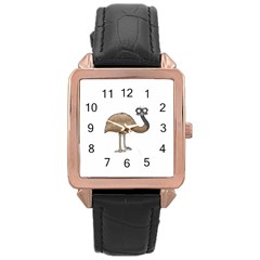 Ostrich T-shirtwhite Look Calm Ostrich 23 T-shirt (1) Rose Gold Leather Watch  by EnriqueJohnson