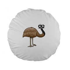 Ostrich T-shirtwhite Look Calm Ostrich 23 T-shirt (1) Standard 15  Premium Flano Round Cushions by EnriqueJohnson