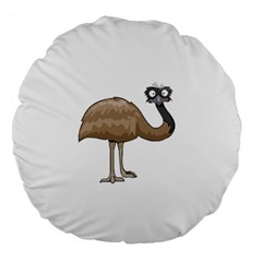 Ostrich T-shirtwhite Look Calm Ostrich 23 T-shirt (1) Large 18  Premium Flano Round Cushions by EnriqueJohnson