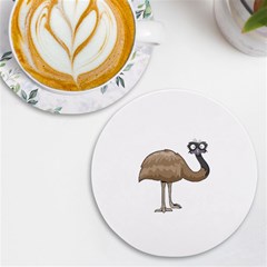 Ostrich T-shirtwhite Look Calm Ostrich 23 T-shirt (1) Uv Print Round Tile Coaster by EnriqueJohnson