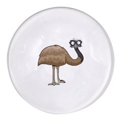 Ostrich T-shirtwhite Look Calm Ostrich 23 T-shirt (1) Round Glass Fridge Magnet (4 Pack)