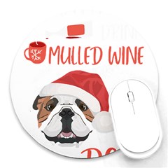 English Bulldog T- Shirt English Bulldog Mulled Wine Christmas T- Shirt Round Mousepad by ZUXUMI