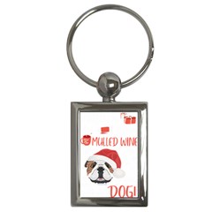 English Bulldog T- Shirt English Bulldog Mulled Wine Christmas T- Shirt Key Chain (rectangle) by ZUXUMI