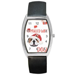 English Bulldog T- Shirt English Bulldog Mulled Wine Christmas T- Shirt Barrel Style Metal Watch by ZUXUMI