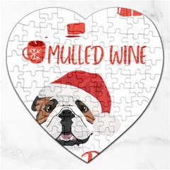 English Bulldog T- Shirt English Bulldog Mulled Wine Christmas T- Shirt Jigsaw Puzzle (heart) by ZUXUMI