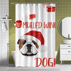 English Bulldog T- Shirt English Bulldog Mulled Wine Christmas T- Shirt Shower Curtain 48  X 72  (small)  by ZUXUMI