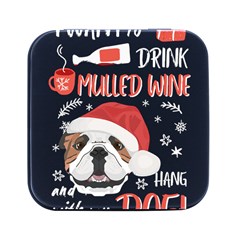 English Bulldog T- Shirt English Bulldog Mulled Wine Christmas T- Shirt Square Metal Box (black) by ZUXUMI