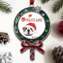 English Bulldog T- Shirt English Bulldog Mulled Wine Christmas T- Shirt Metal X mas Lollipop With Crystal Ornament by ZUXUMI