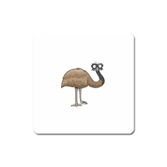 Ostrich T-shirtwhite Look Calm Ostrich 23 T-shirt Square Magnet by EnriqueJohnson