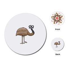 Ostrich T-shirtwhite Look Calm Ostrich 23 T-shirt Playing Cards Single Design (round)