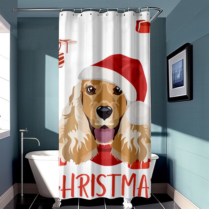 English Cocker Spaniel T- Shirt English Cocker Spaniel Merry Christmas T- Shirt (1) Shower Curtain 36  x 72  (Stall) 