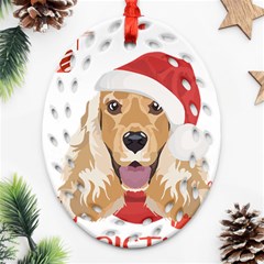 English Cocker Spaniel T- Shirt English Cocker Spaniel Merry Christmas T- Shirt (1) Oval Filigree Ornament (two Sides)