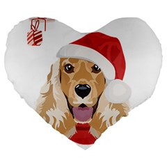 English Cocker Spaniel T- Shirt English Cocker Spaniel Merry Christmas T- Shirt (1) Large 19  Premium Heart Shape Cushions by ZUXUMI