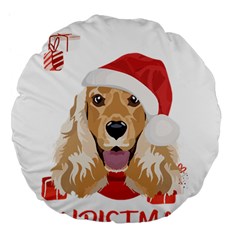 English Cocker Spaniel T- Shirt English Cocker Spaniel Merry Christmas T- Shirt (1) Large 18  Premium Flano Round Cushions by ZUXUMI