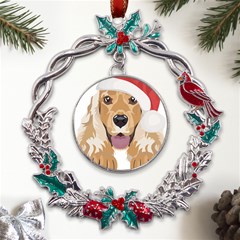 English Cocker Spaniel T- Shirt English Cocker Spaniel Merry Christmas T- Shirt (3) Metal X mas Wreath Holly Leaf Ornament by ZUXUMI