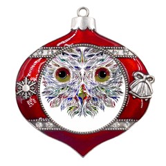 Owl T-shirtowl Color Edition T-shirt Metal Snowflake And Bell Red Ornament by EnriqueJohnson