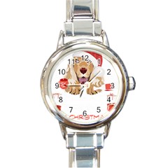 English Cocker Spaniel T- Shirt English Cocker Spaniel Merry Christmas T- Shirt (7) Round Italian Charm Watch by ZUXUMI